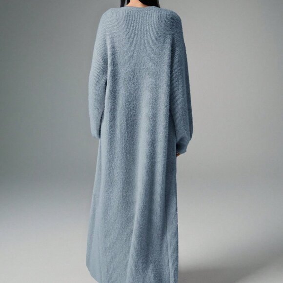 Dusty Blue Casual Women's Extra Long Cardigan - Picture 2 of 7